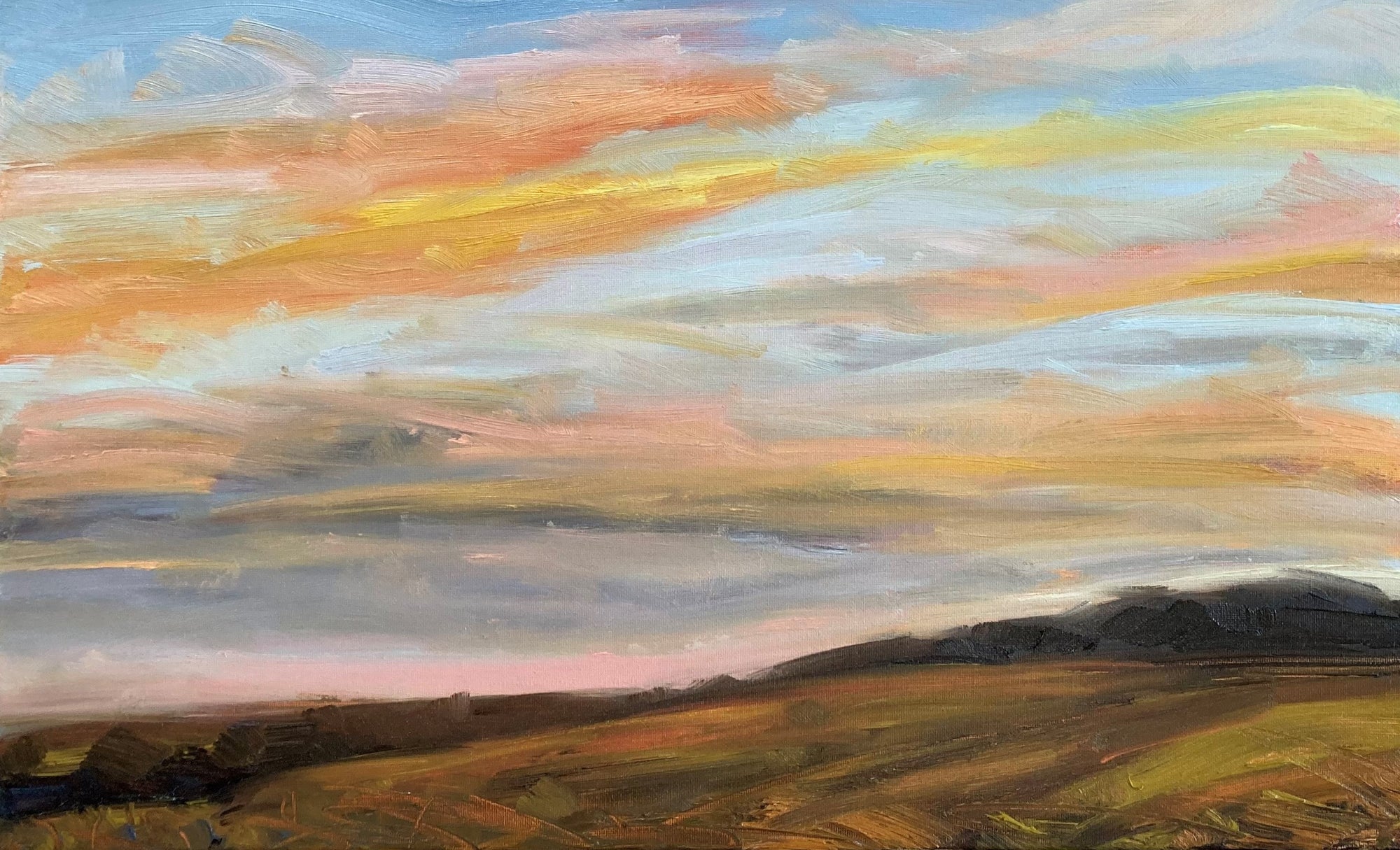 Neon Sky Original Oil Landscape Painting Detail 1