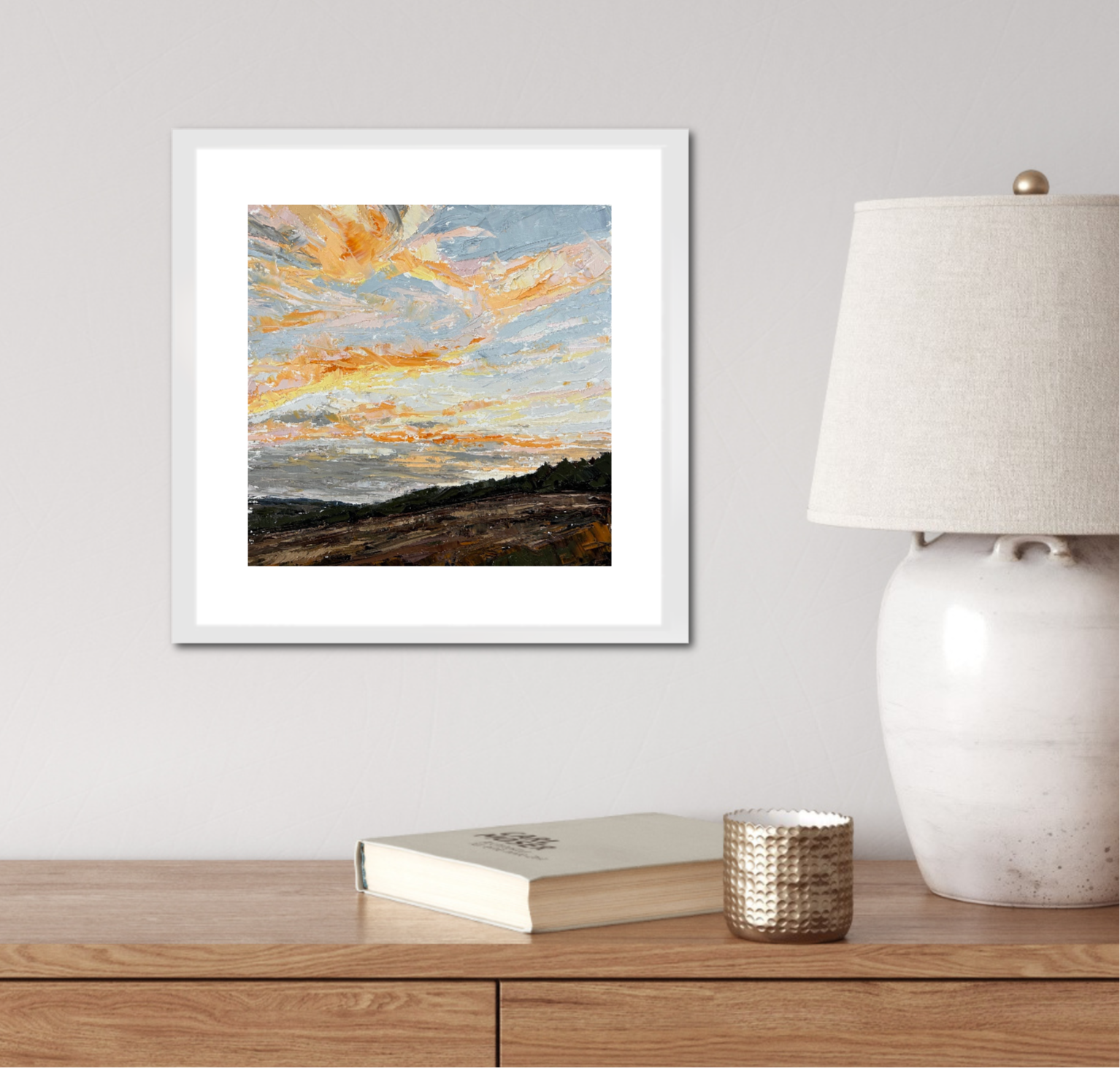 Pastel Clouds Original Oil Landscape Palette Knife Painting In Room 3