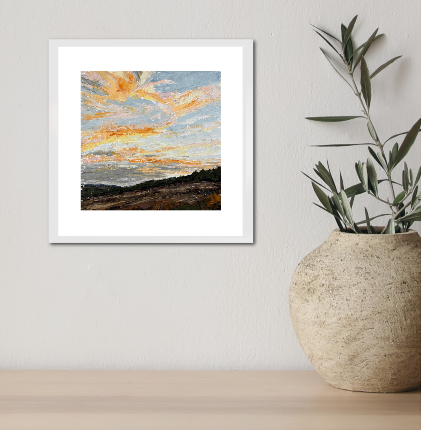 Pastel Clouds Original Oil Landscape Palette Knife Painting In Room 6