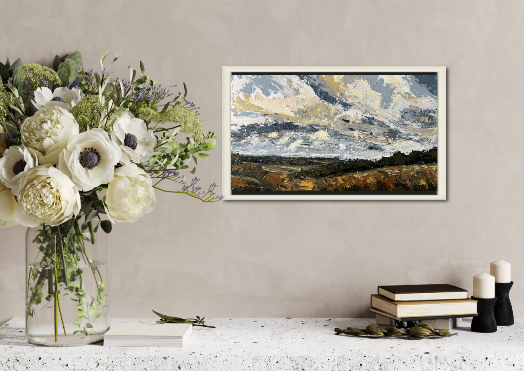 Race The Wind Original Oil Landscape Palette Knife Painting In Room 3