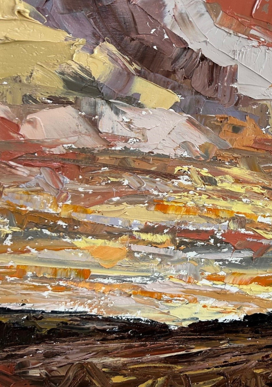 The Last Hurrah Original Oil Landscape Palette Knife Painting Detail 2