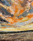 The Sky Is Ablaze Original Oil Landscape Palette Knife Painting Detail 2