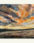 The Sky Is Ablaze Original Oil Landscape Palette Knife Painting With Warm Mount